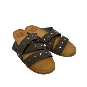 Dolce Vita brown studded flat slide sandals size 7.5